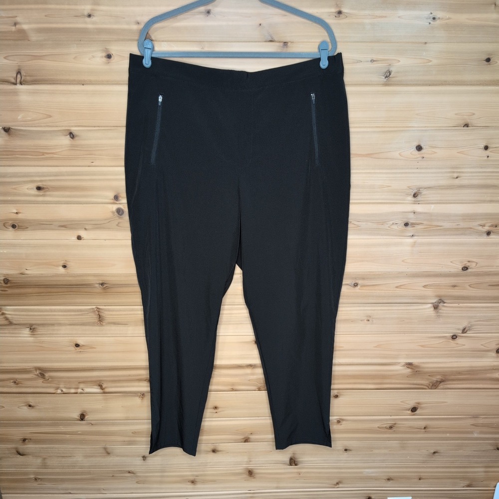 Garnet Hill Tapered Pull On Pants Black Recycled Stretch Ankle‎ Pants XL